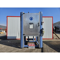 TOX Pressotechnik Ipari Pneumatikus Présállomás / Pneu-Hidraulikus Prés Görgős Megvezető Asztallal (6 bar, 2,4 m)